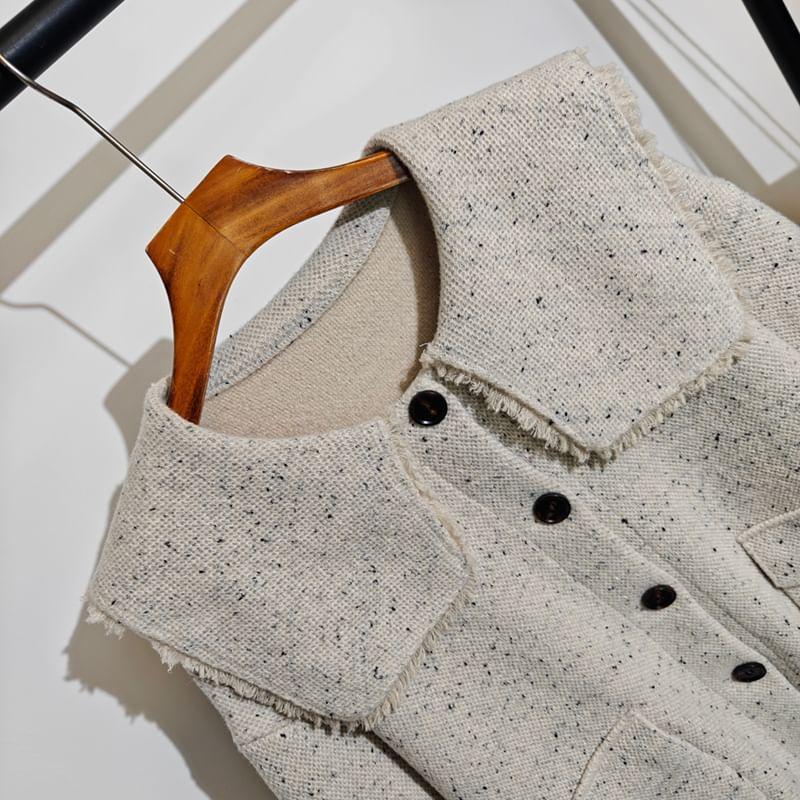 Drop Shoulder Collar Glitter Button Cardigan Product Image