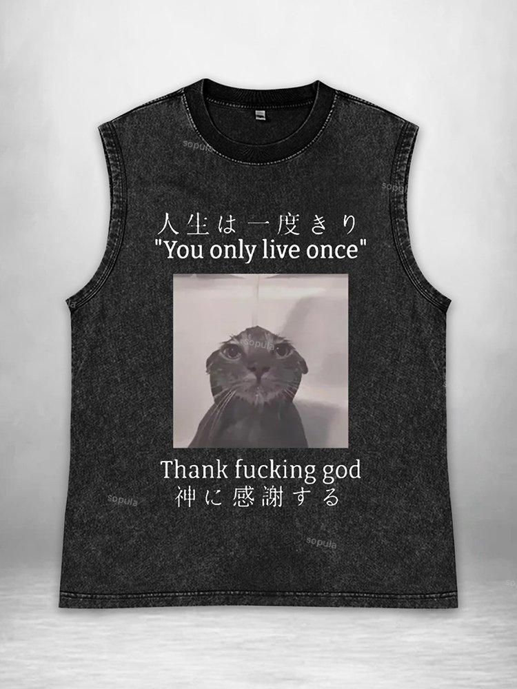 Vintage You Only Live Once Art Graphic Acid Washed Tank Product Image