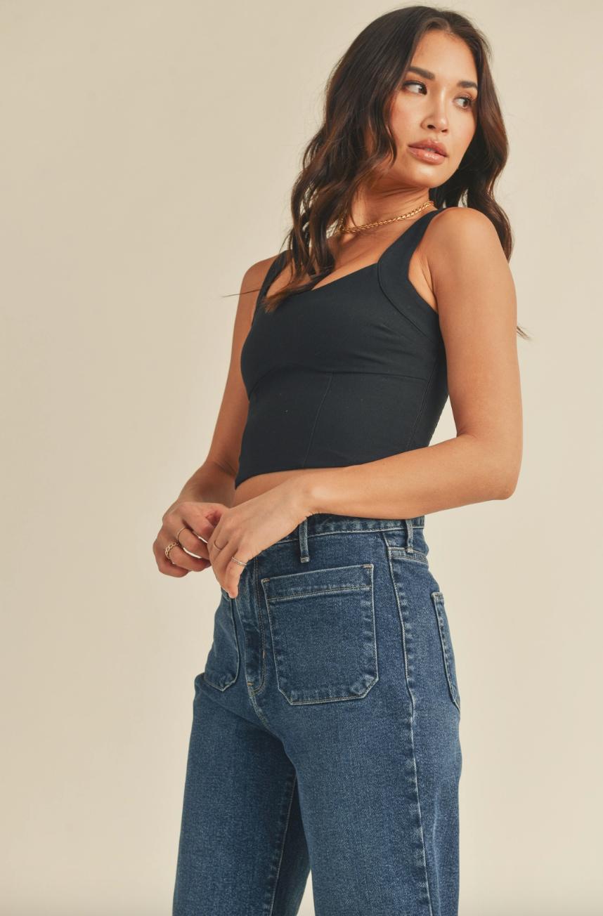 Patch Pocket Wide Leg Denim Pant Product Image