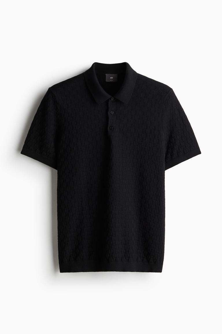 Slim Fit Textured-knit Polo Shirt Product Image