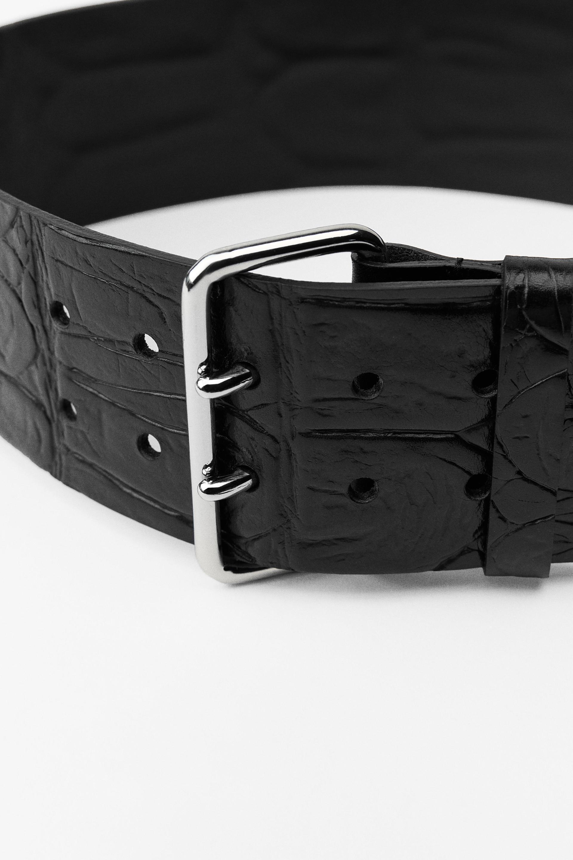 RECTANGULAR BUCKLE LEATHER BELT Product Image