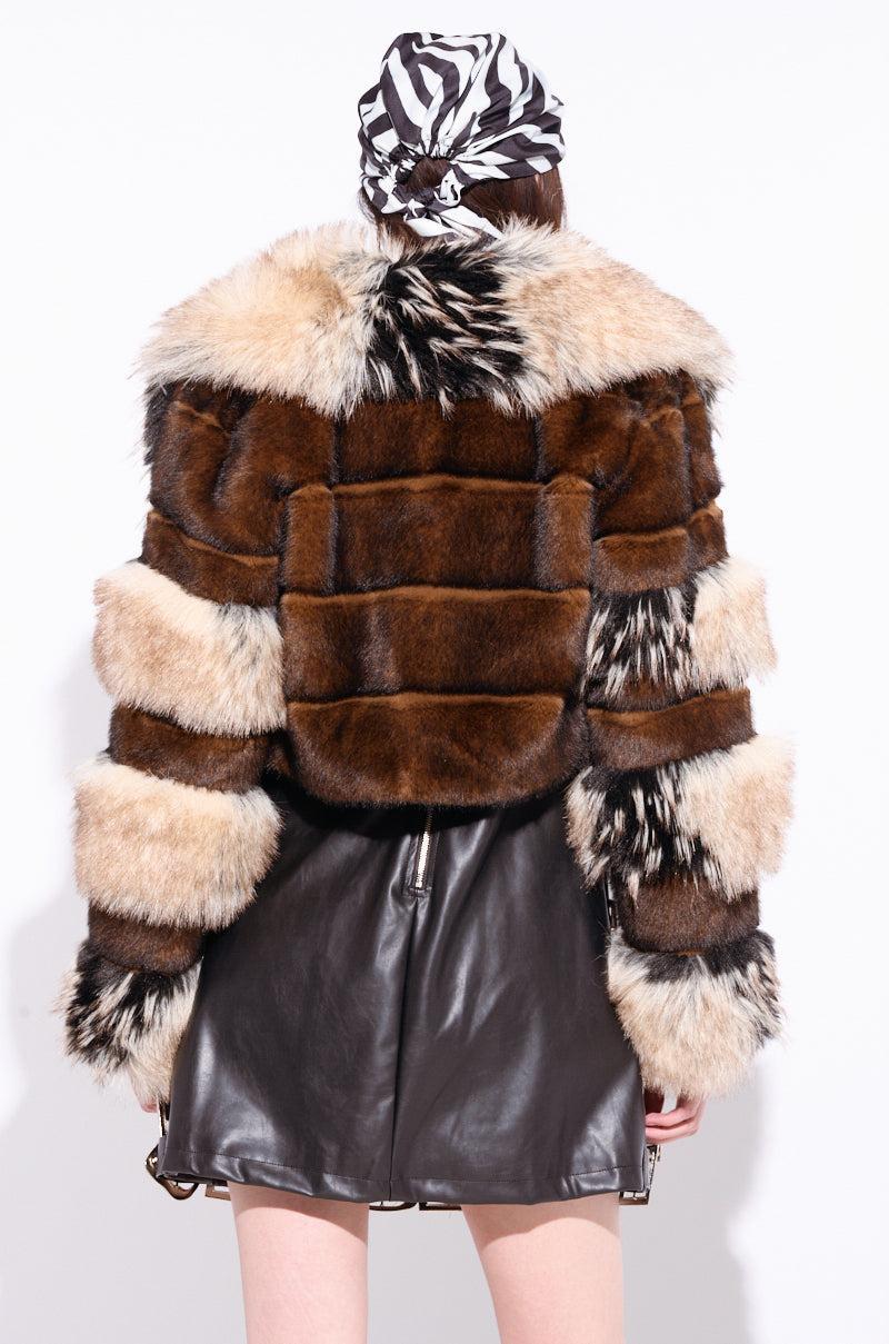 PORTIA CROPPED FAUX FUR JACKET Product Image