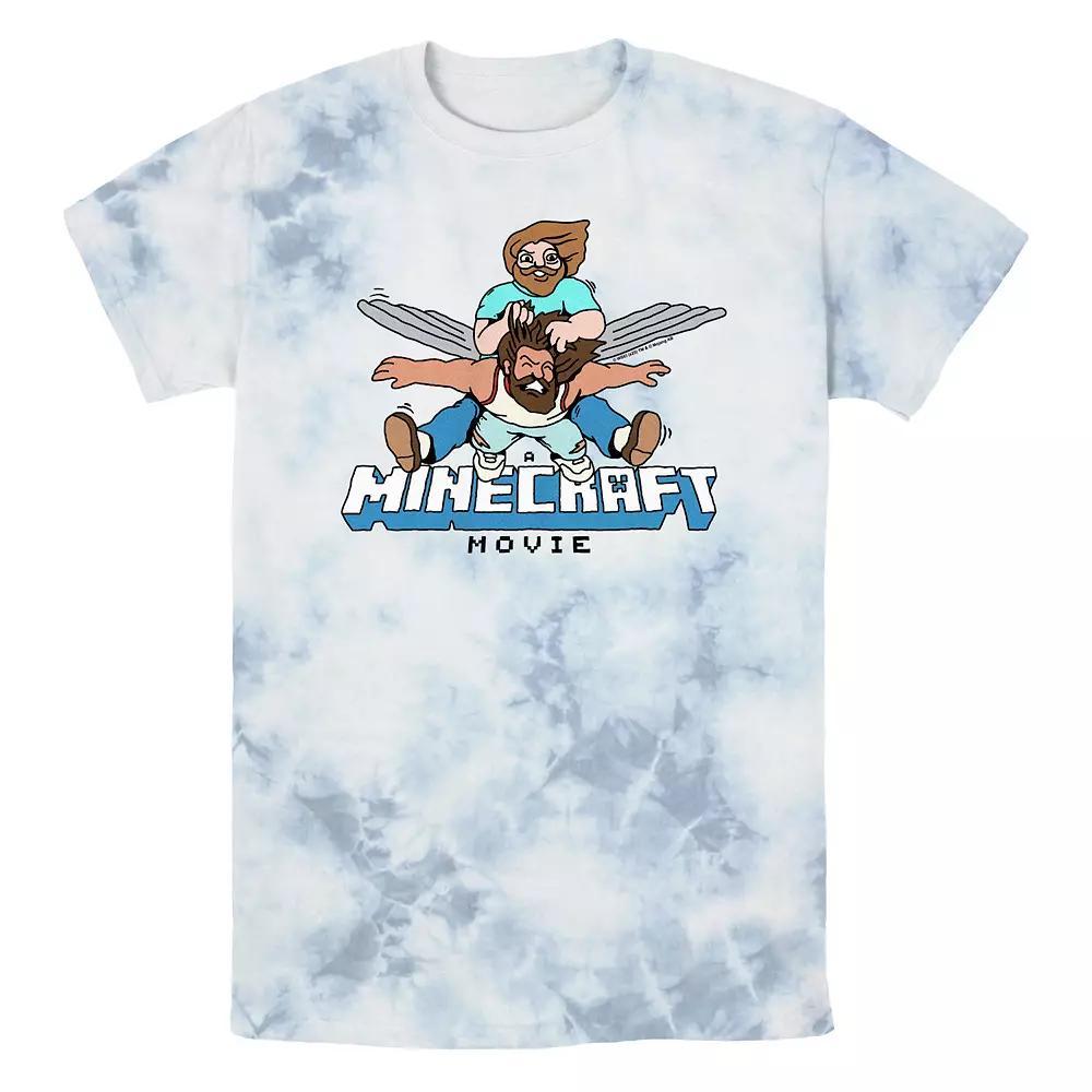 Men's Minecraft Movie Heroes Flying Bombard Wash Graphic Tee, Size: XL, White Blue Product Image