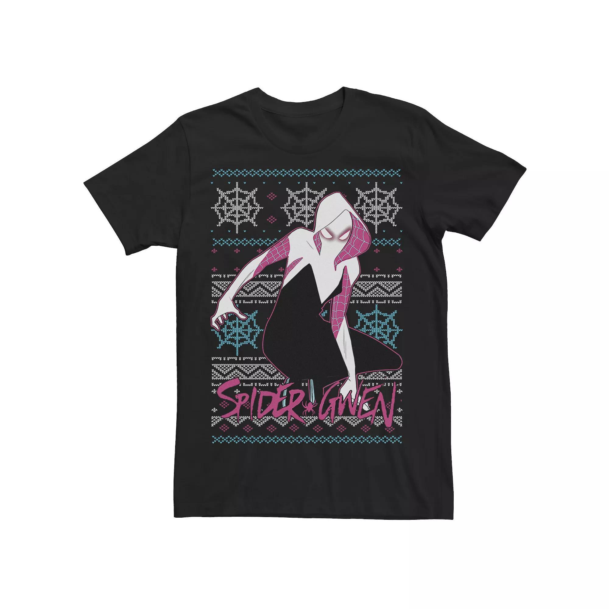 Big & Tall Marvel Spider Gwen Ugly Christmas Tee, Men's, Size: XL Tall, Black Product Image