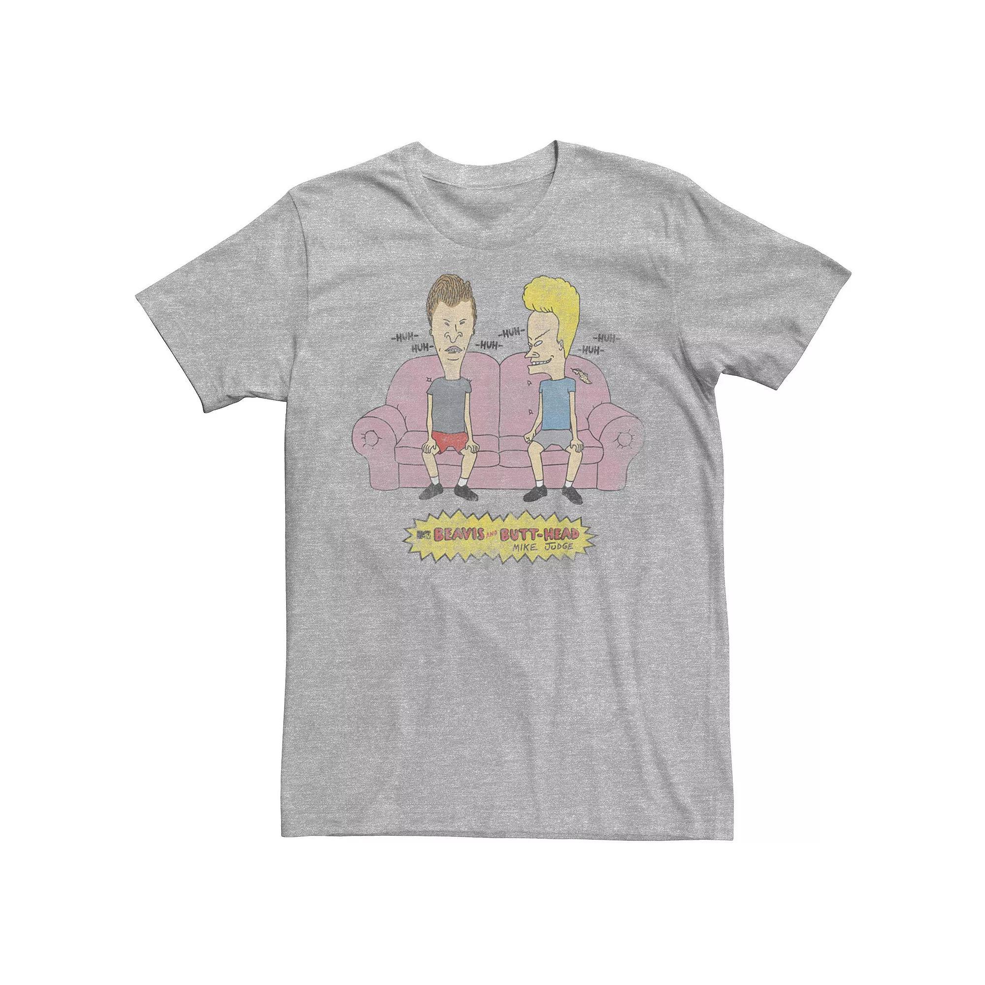 Men's Beavis And Butthead Couch Laughs Short Sleeve Tee, Size: Small, Athletic Grey Product Image