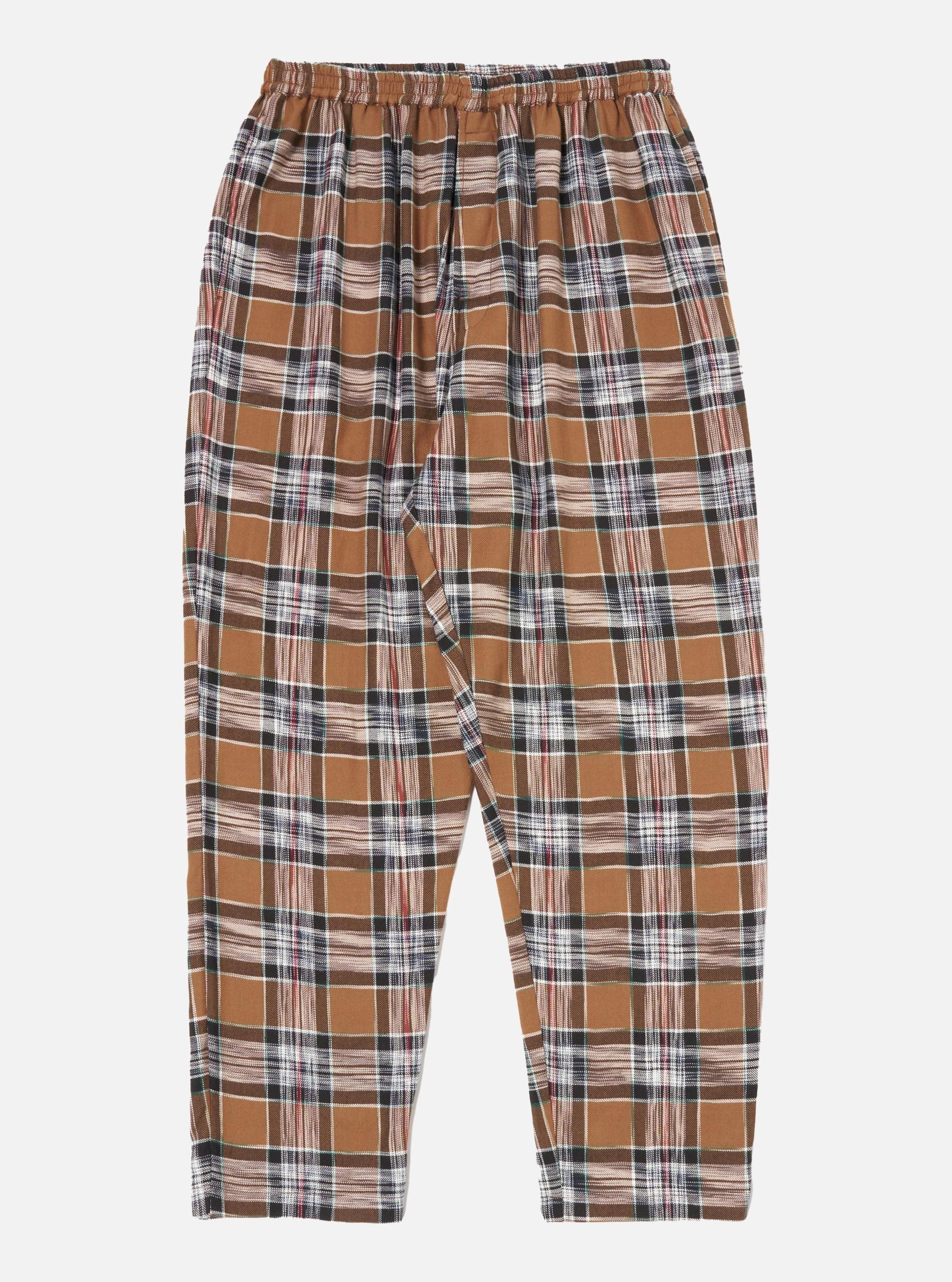Universal Works Long Pyjama Set in Brown Ikat Twill Check Product Image