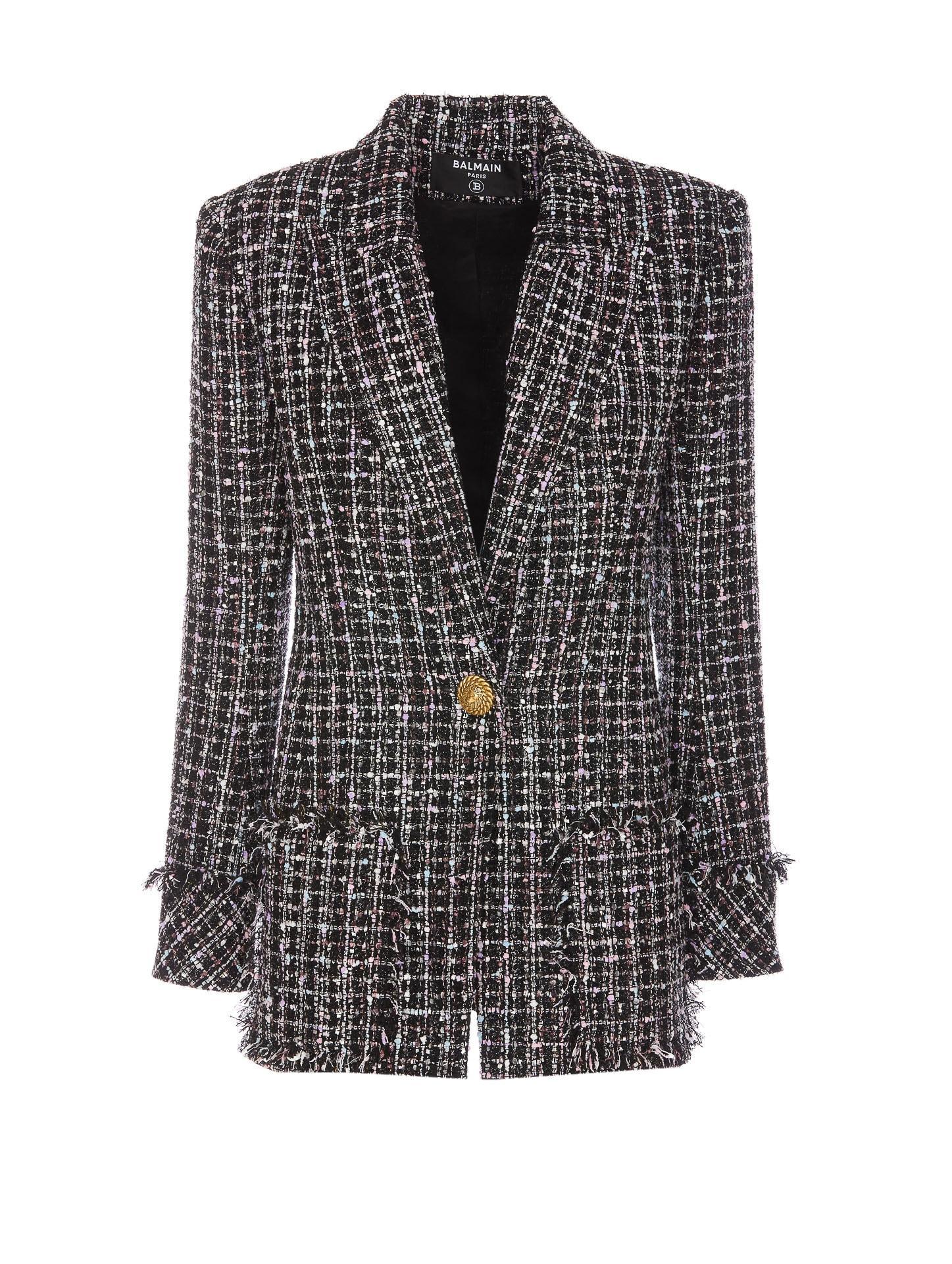 BALMAIN Tweed One-button Blazer In Black Product Image