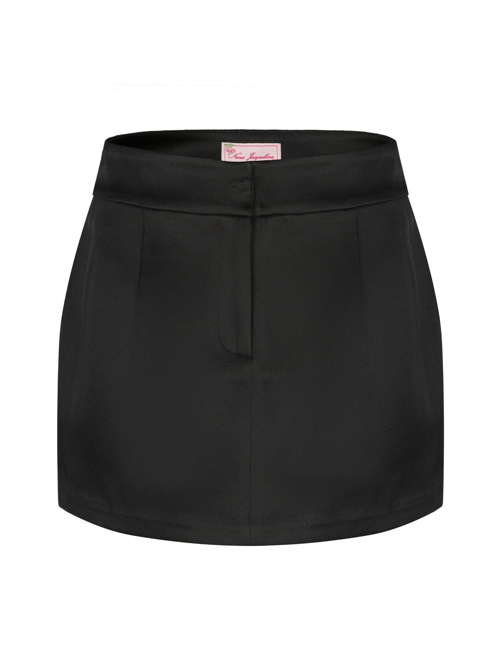 Elle Satin Mini Skirt (Black) (Final Sale) Product Image