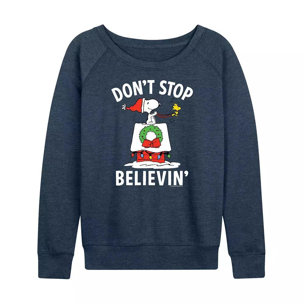 Women's Peanuts Believe Snoopy French Terry Long Sleeve Tee,  Product Image
