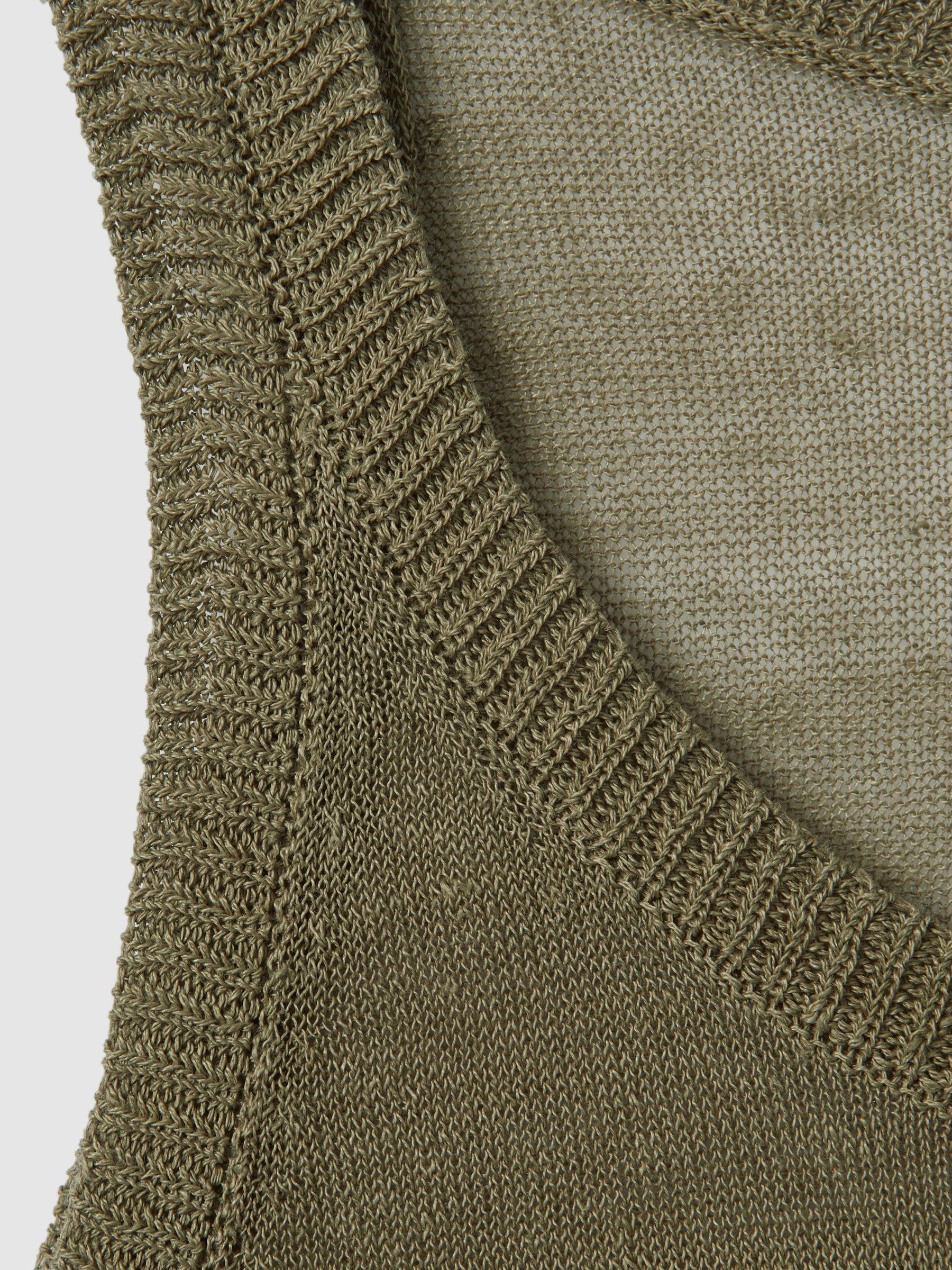 Linen Blend Crew Neck Vest in Sage Product Image