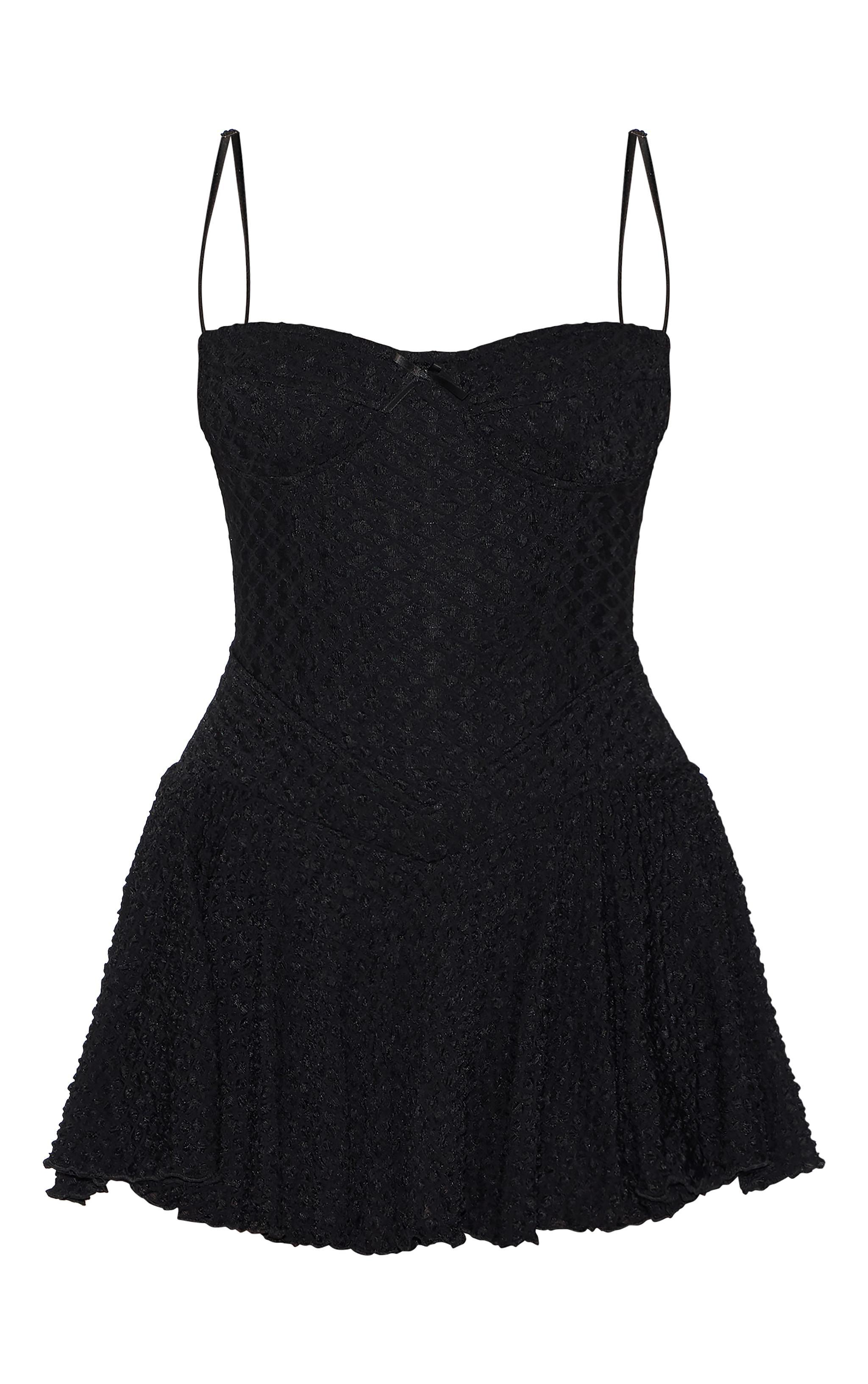 Black Textured Lace Strappy Skort Floaty Romper Product Image