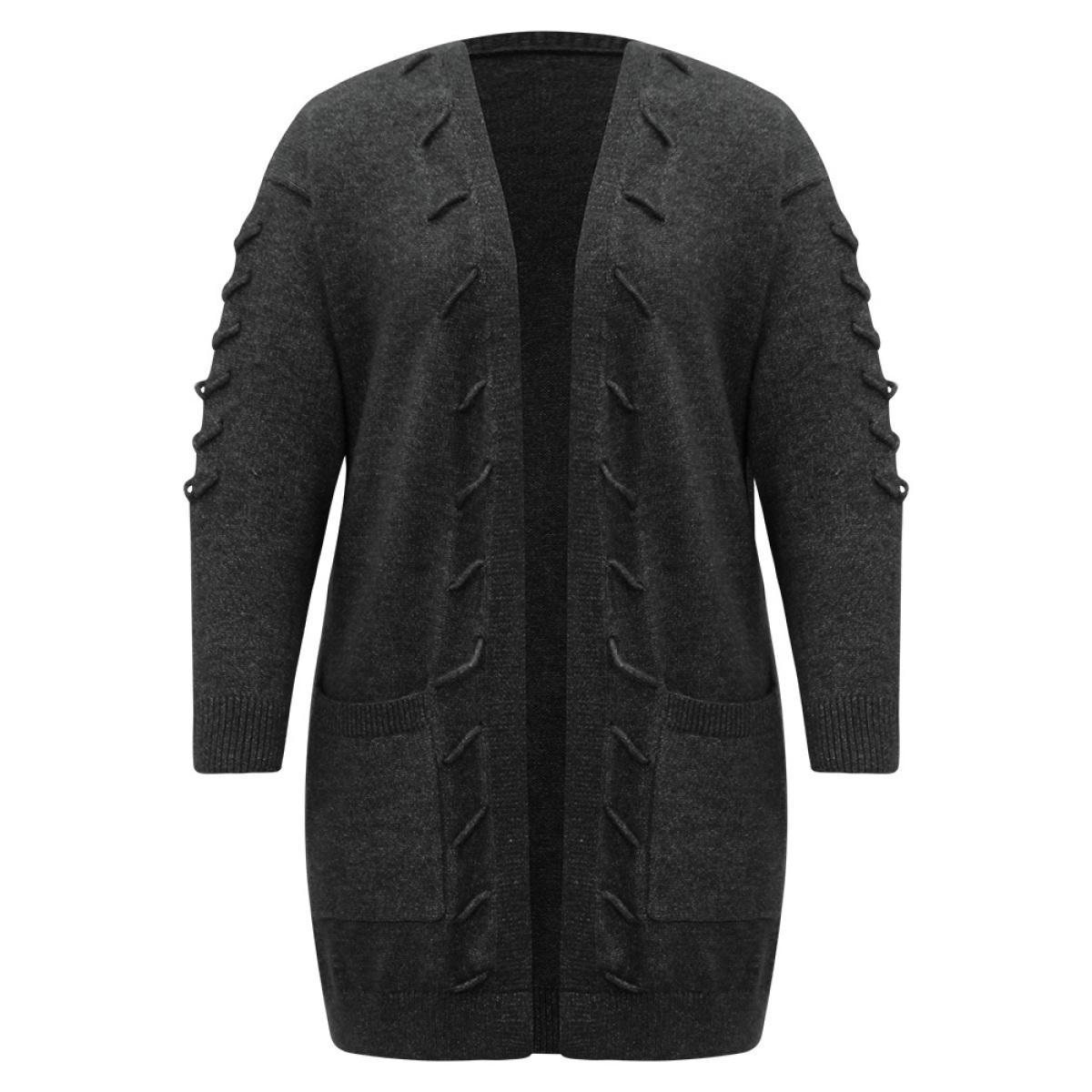 Plus Size Supersoft Essentials Textured Heather Pocket Cardigan Black Women Casual Loose Long Sleeve Everyday Cardigans BloomChic 12/L Product Image