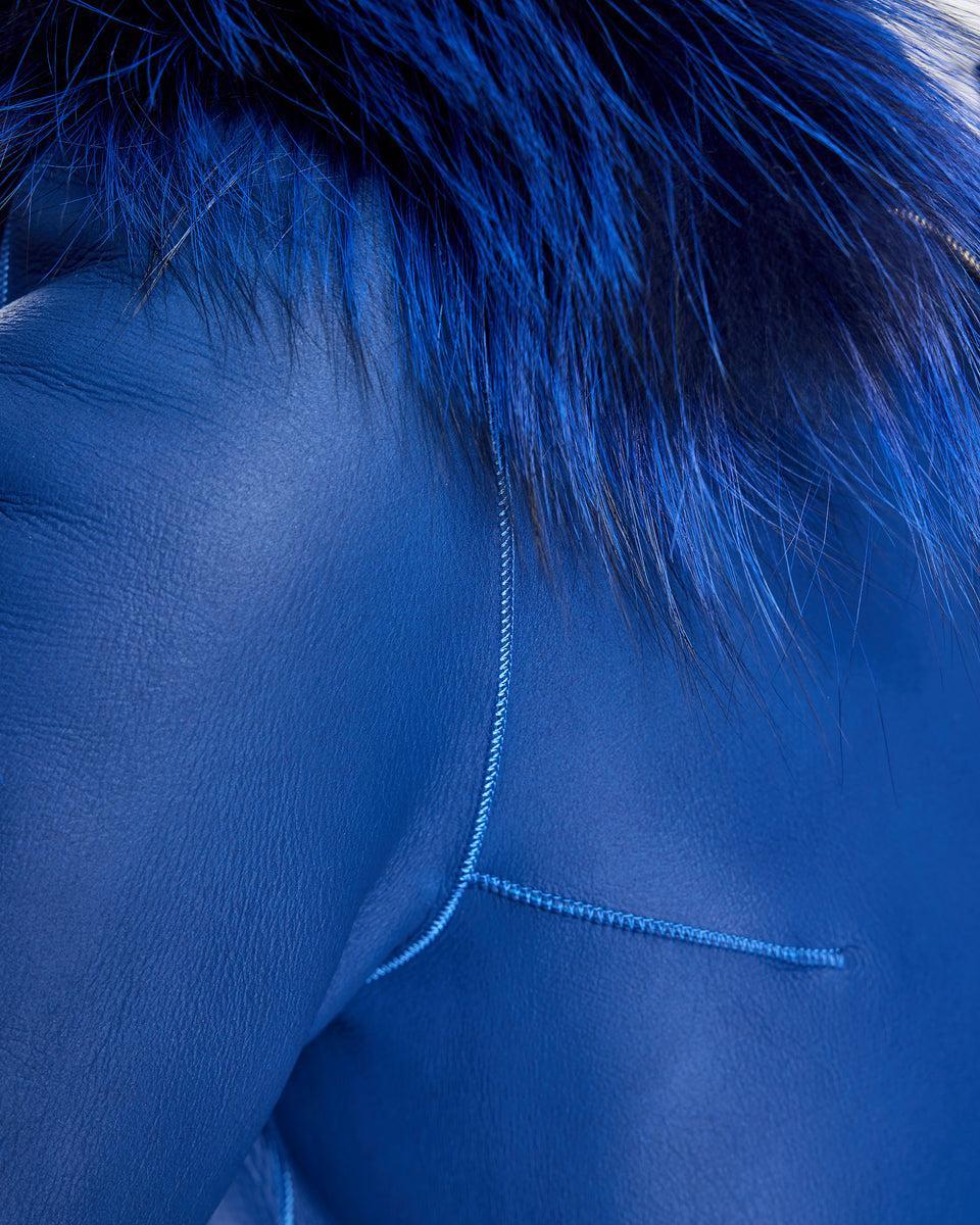 Reversible Shearling Lamb Jacket with Fox Trimmed Hood Product Image