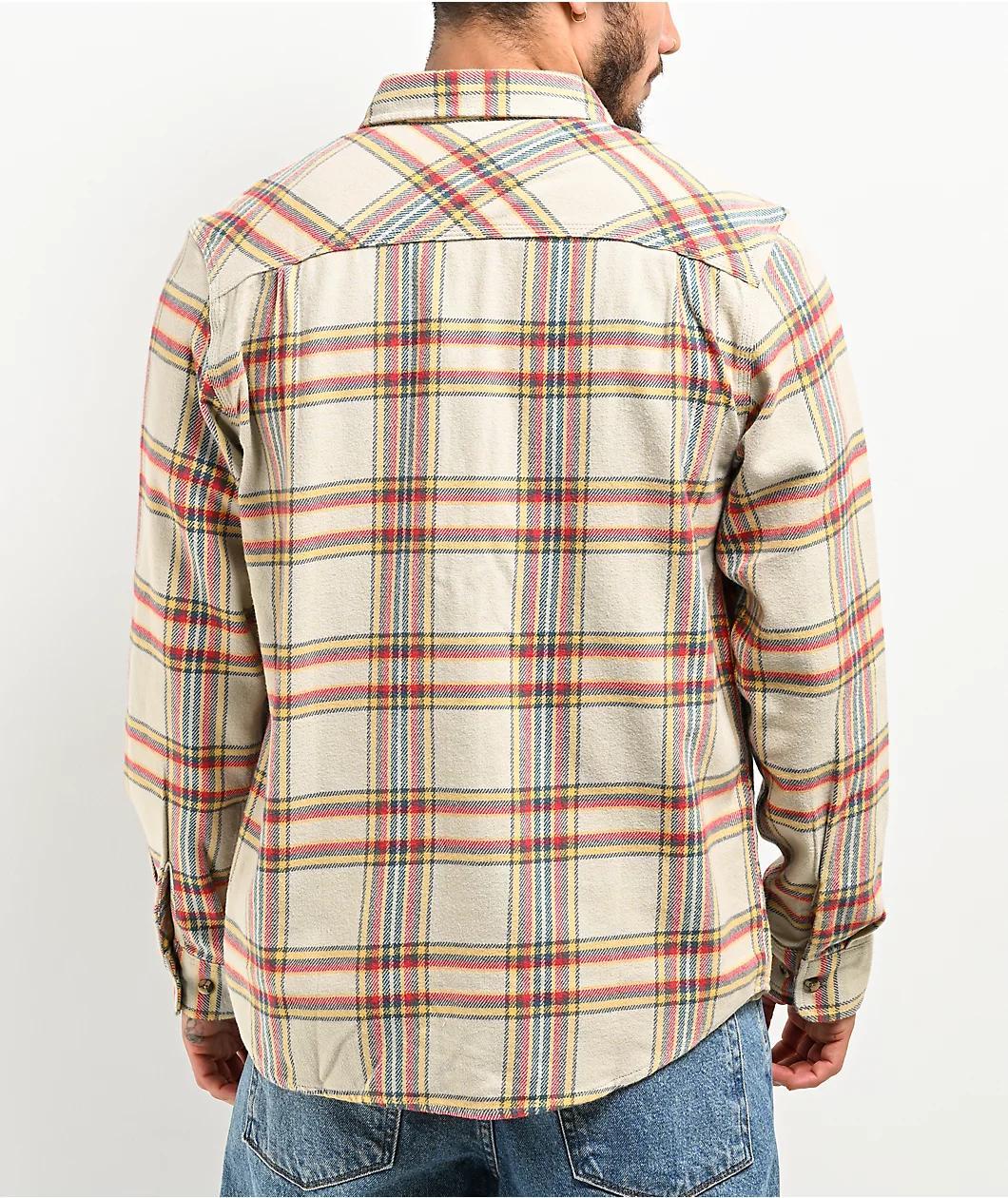 Brixton Bowery Sand & Red Flannel Shirt Product Image