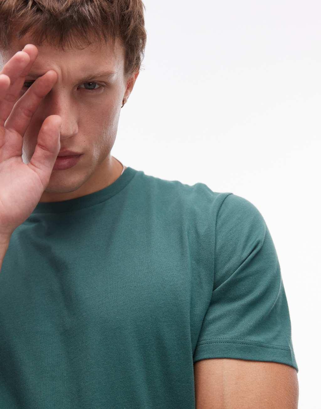 Topman regular fit T-shirt in green Product Image