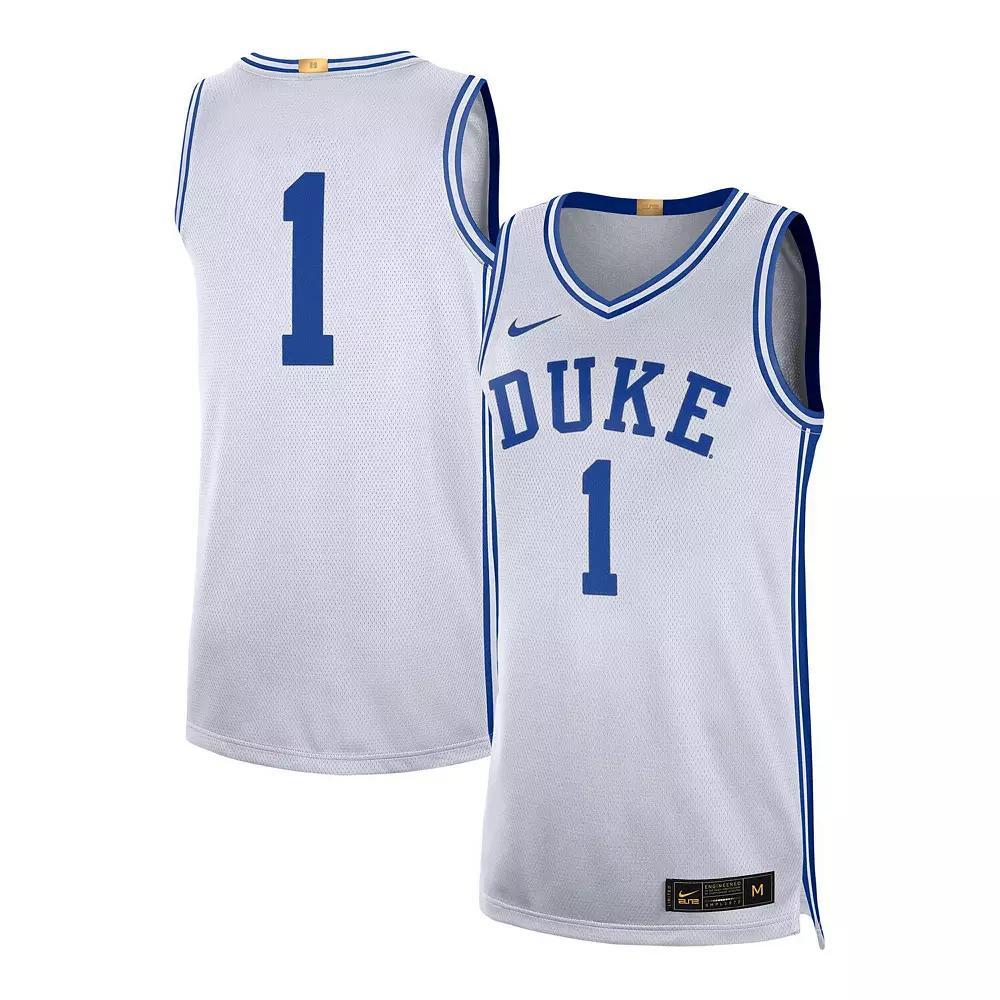 Men's Jordan Brand #1 White Duke Blue Devils Limited Authentic Jersey, Size: Medium Product Image