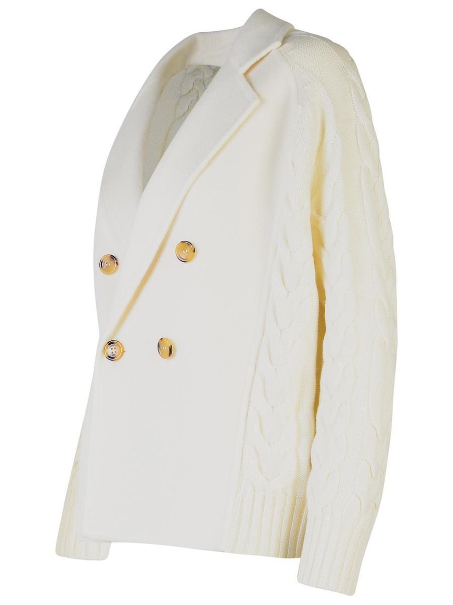 Micio White Wool Blend Cardigan In Blanco Product Image