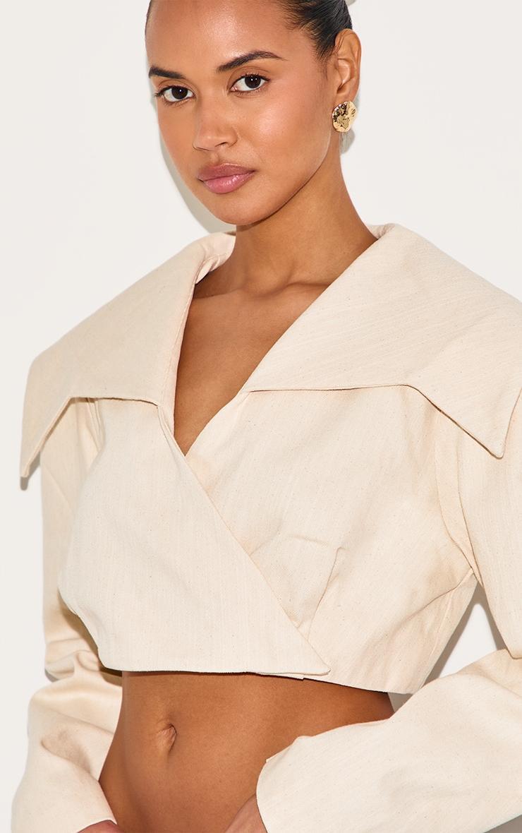 Sand Cross Over Asymmetric Cropped Jacket Product Image