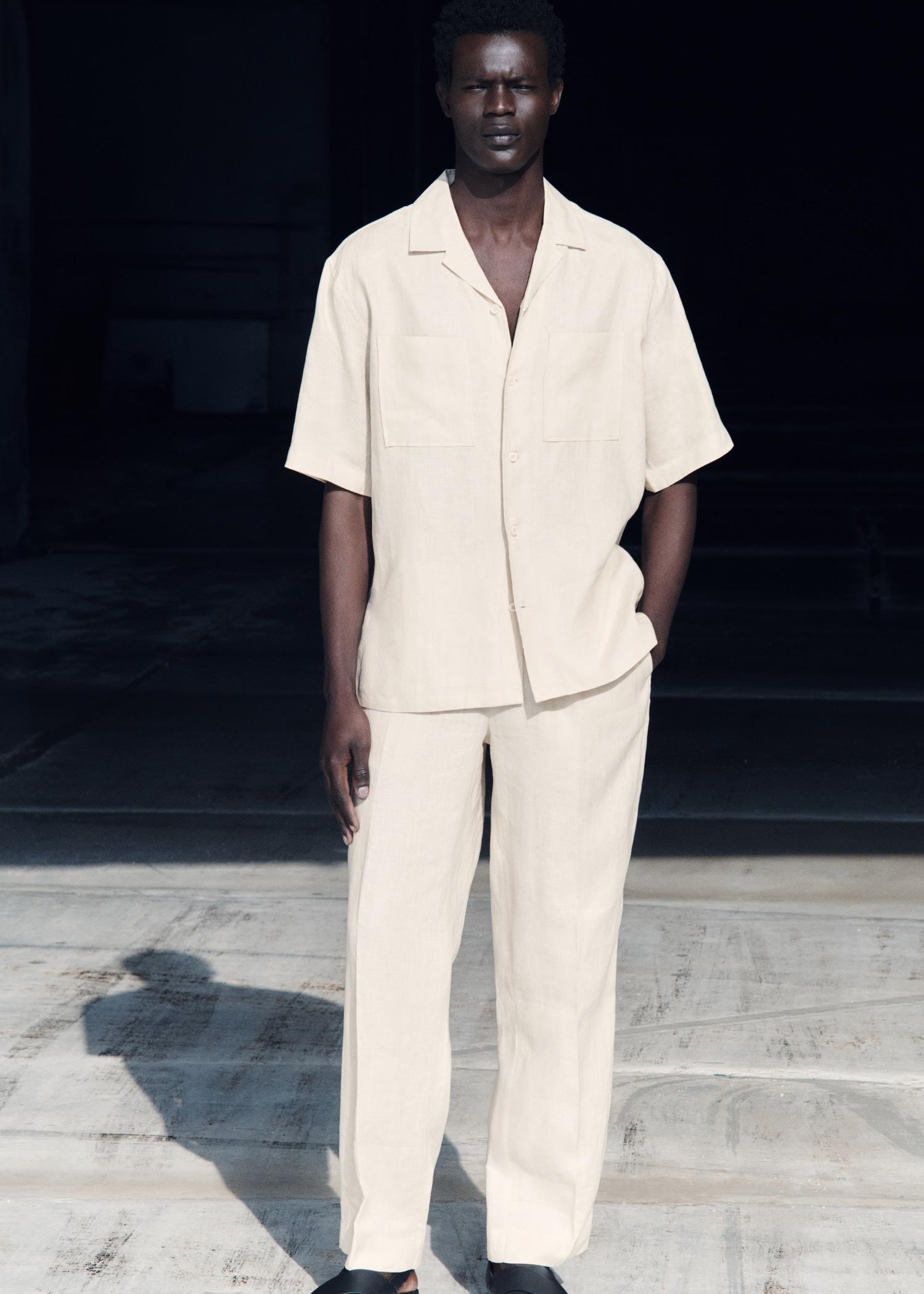 100% linen pleated pants - Men | MANGO USA Product Image