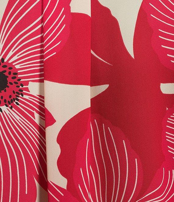 Investments Petite Size Caroline Signature Upbeat Poppy V-Neck 3/4 Sleeve Button Front Top Product Image