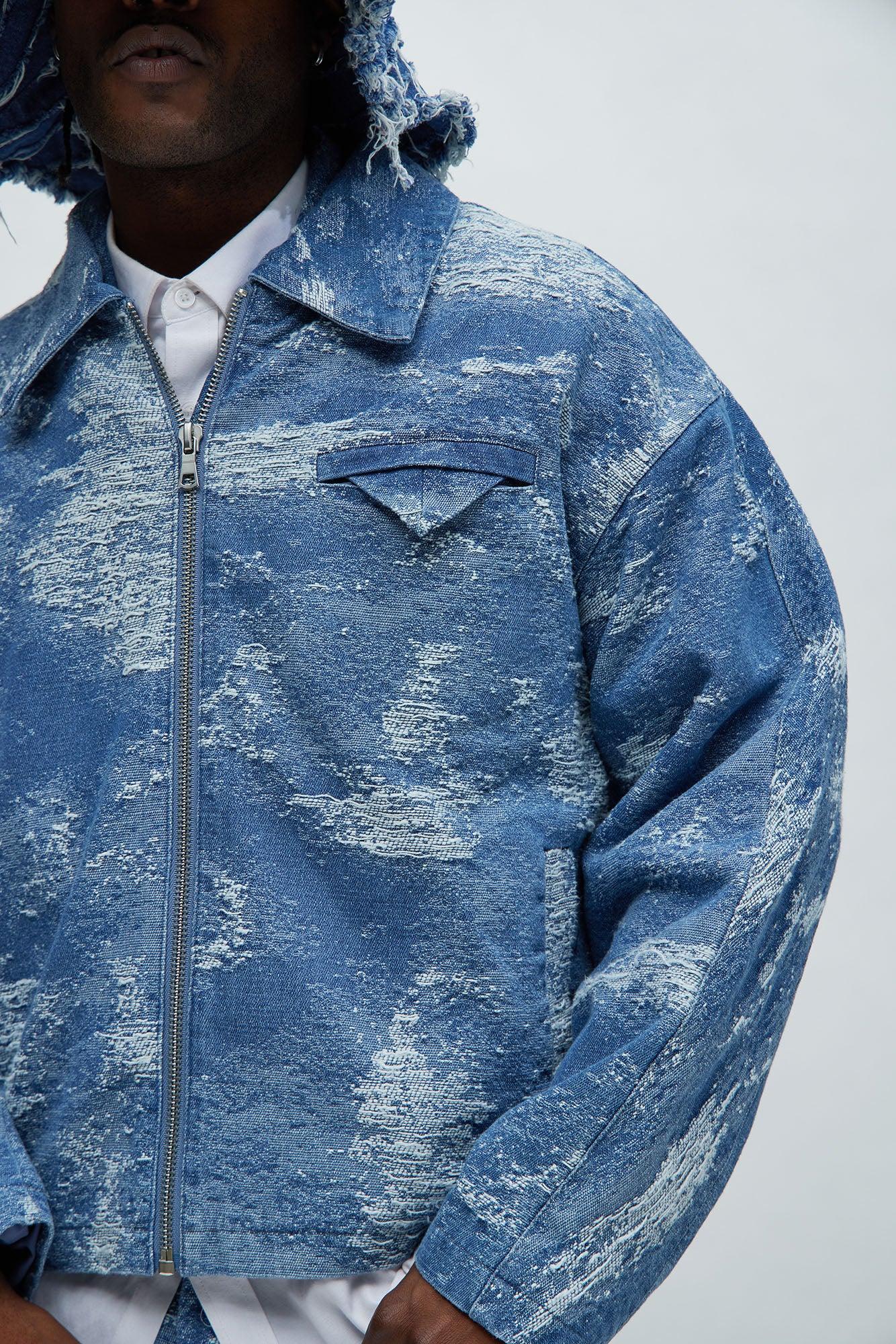 Cloud 9 Textured Cropped Jacket - Light Blue Product Image