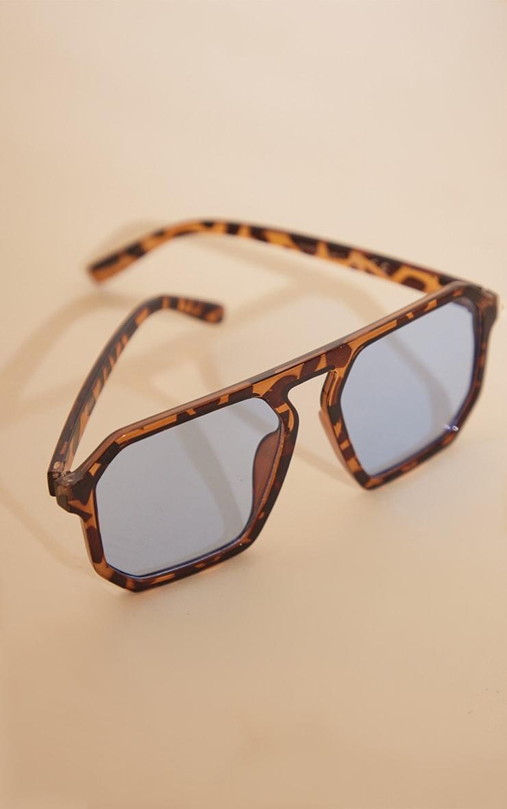 Tortoiseshell Blue Lens Aviator Sunglasses Product Image