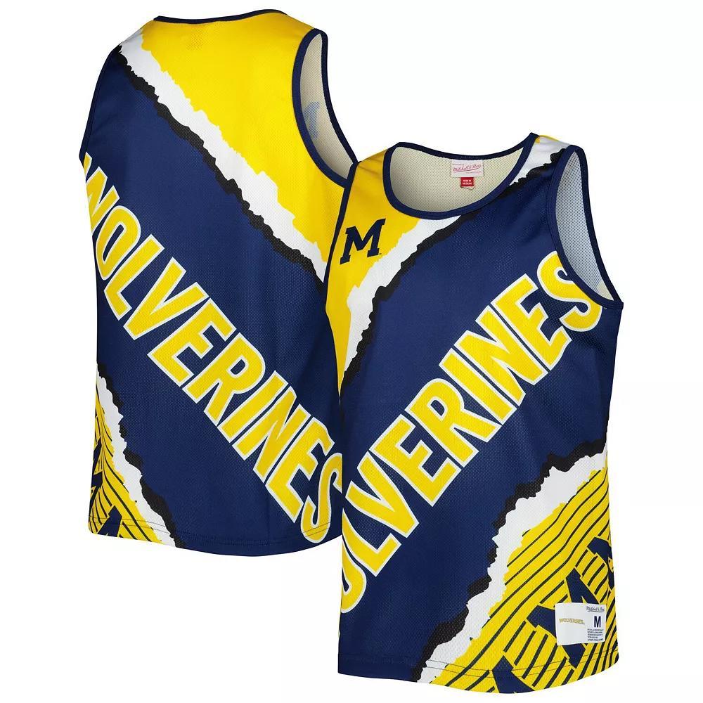 Men's Mitchell & Ness Navy/Maize Michigan Wolverines Jumbotron 2.0 Sublimated Tank Top, Size: Medium, Blue Product Image