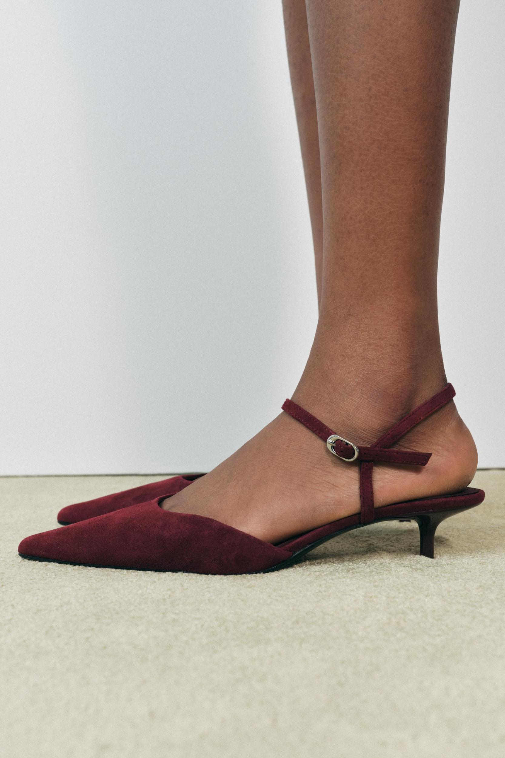 SUEDE KITTEN HEEL SLINGBACKS Product Image