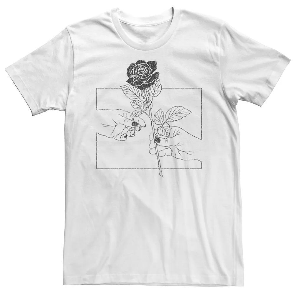 Big & Tall Line Rose Hands Floral Line Art Tee, Men's, Size: XXL Tall, White Product Image