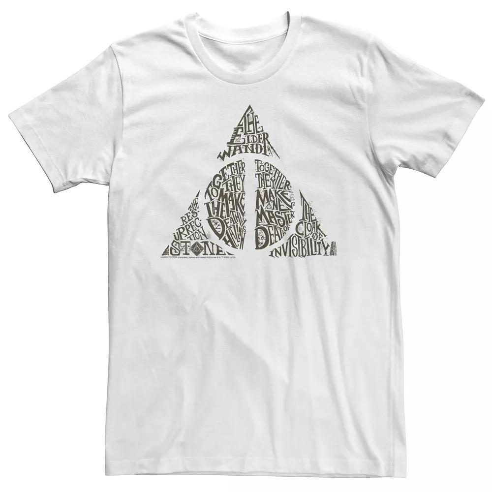 Big & Tall Harry Potter Deathly Hallows Sketch Text Fill Tee, Men's,  Product Image