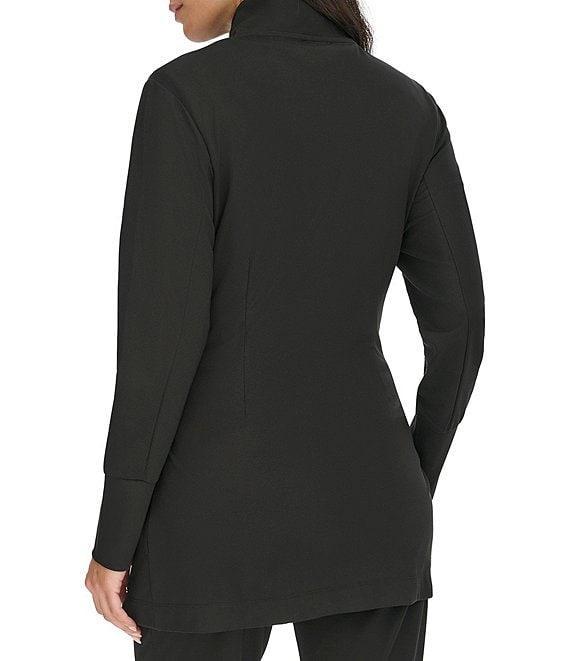 Calvin Klein Solid Point Collar Long Sleeves Tie Belt Snap Front Jacket Product Image