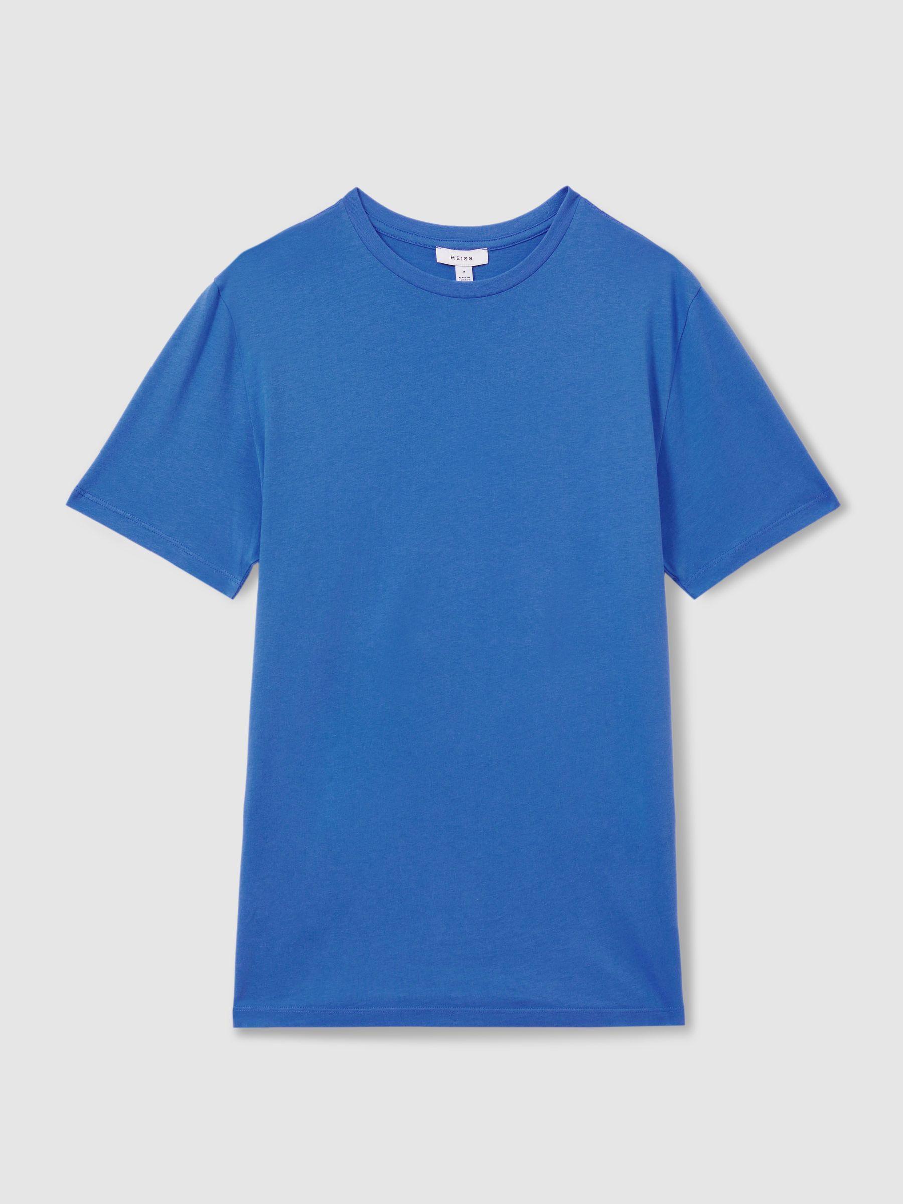 Cotton Crew Neck T-Shirt in Cobalt Blue Product Image
