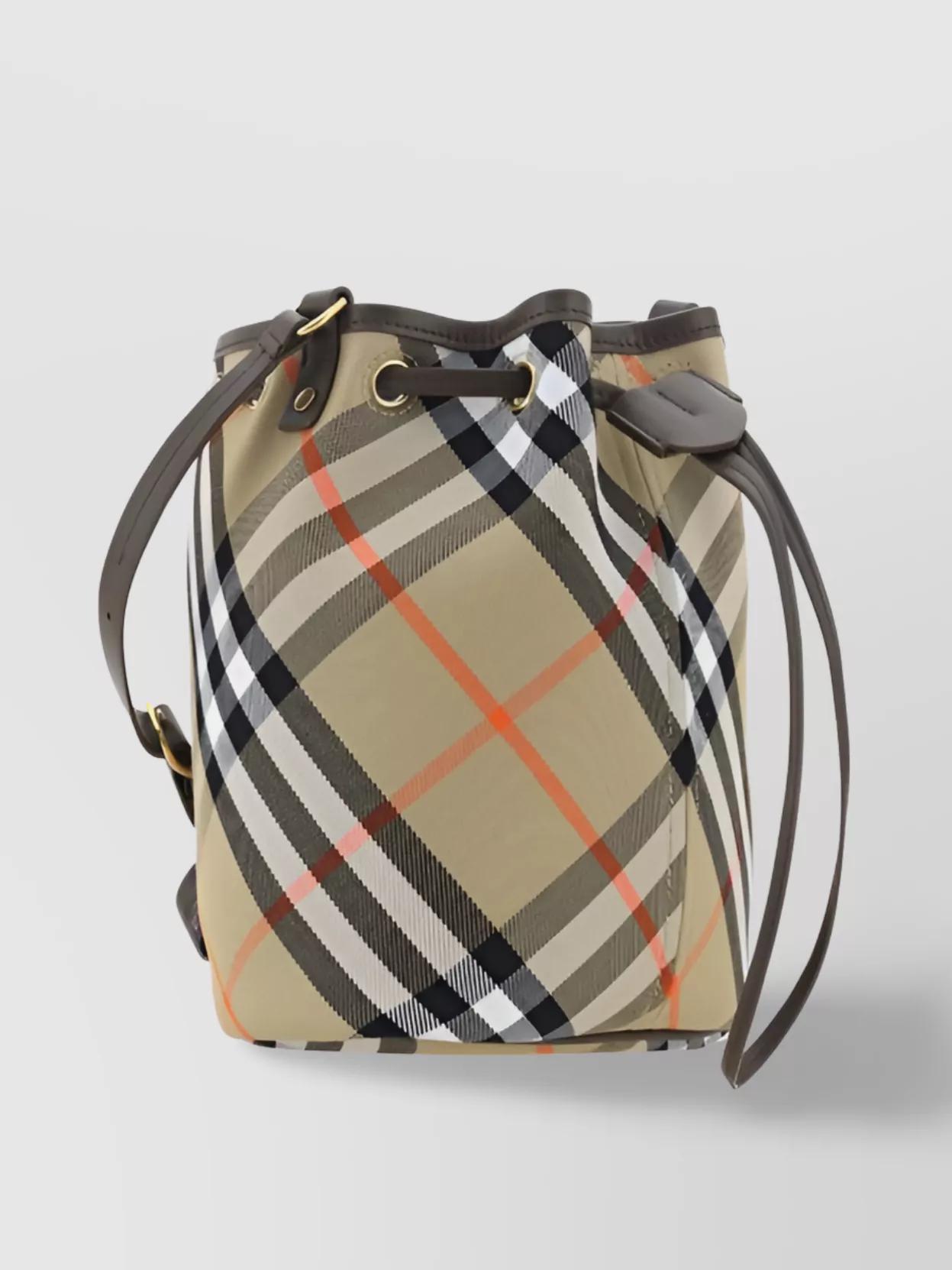 BURBERRY Checkered Bucket Bag With Removable Strap In Multicolour Product Image