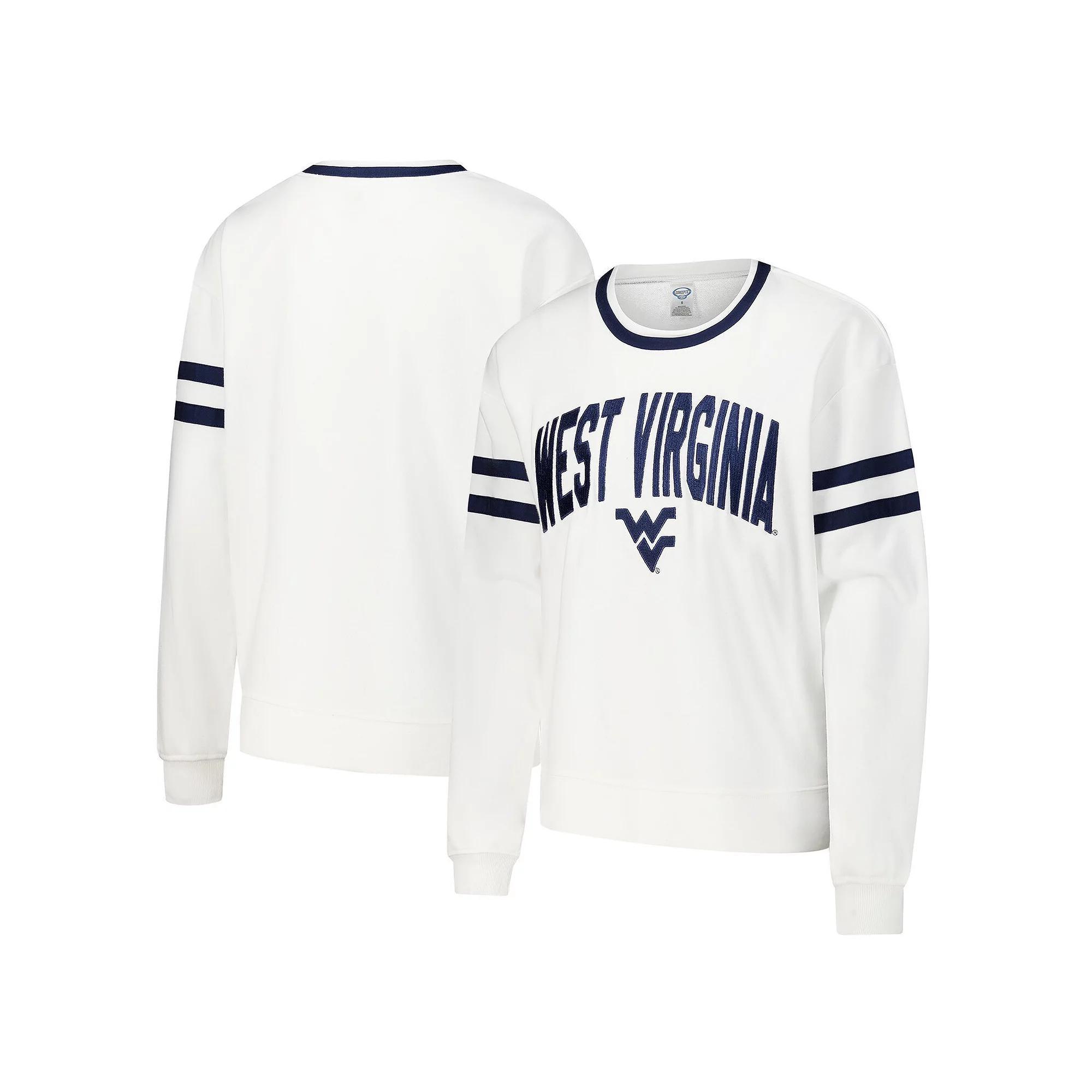 Women's Concepts Sport White West Virginia Mountaineers Borough French Terry Arch Over Long Sleeve T-Shirt,  Product Image
