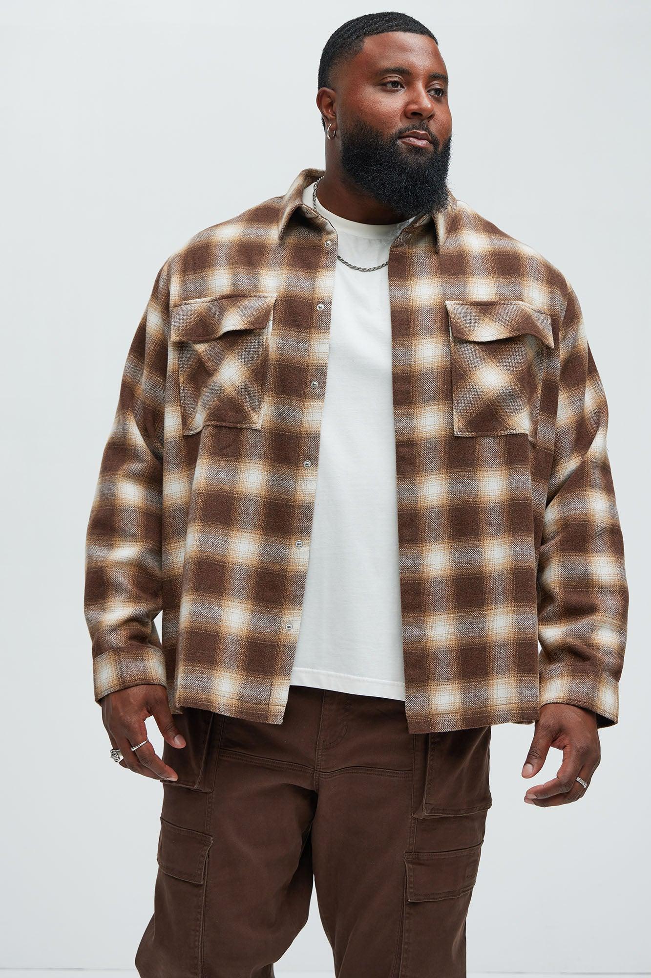 Cassnet Plaid Button Up Shirt - Brown Combo Product Image