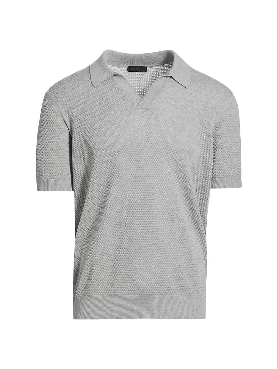 Mens Waffled Cotton Polo Shirt Product Image