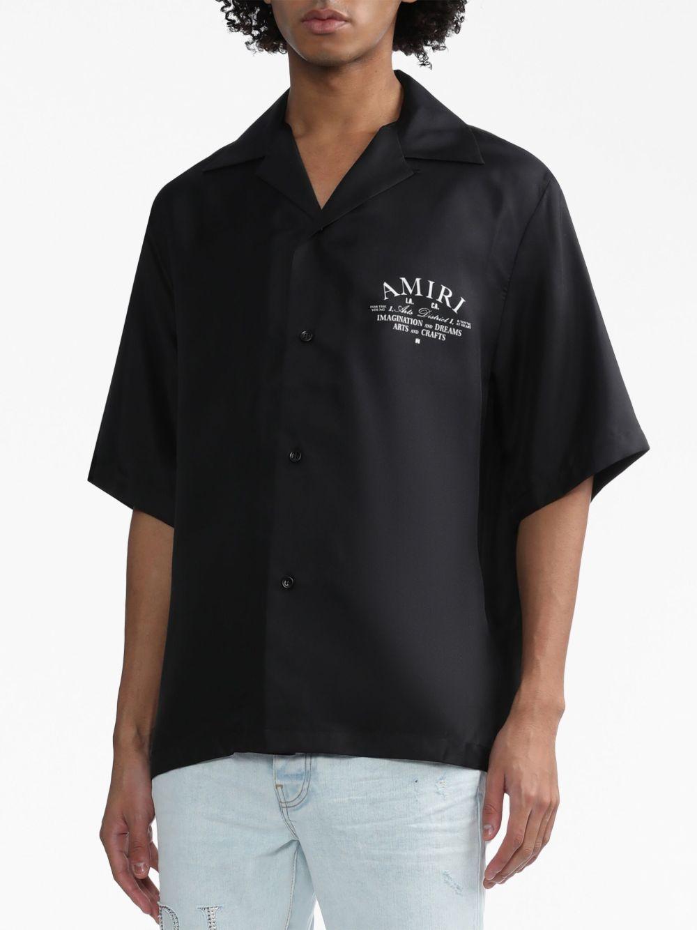 logo-print short-sleeve silk shirt Product Image