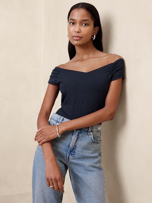 Off-Shoulder Soft Stretch Top Product Image