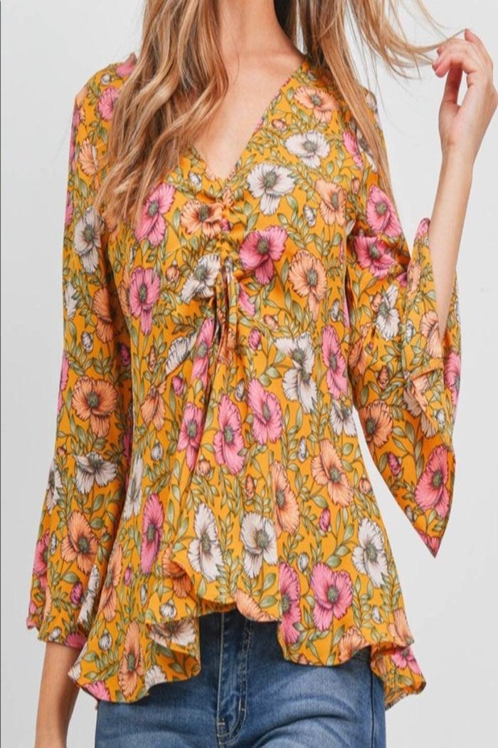 Floral Flowing Boho Babydoll Top Product Image