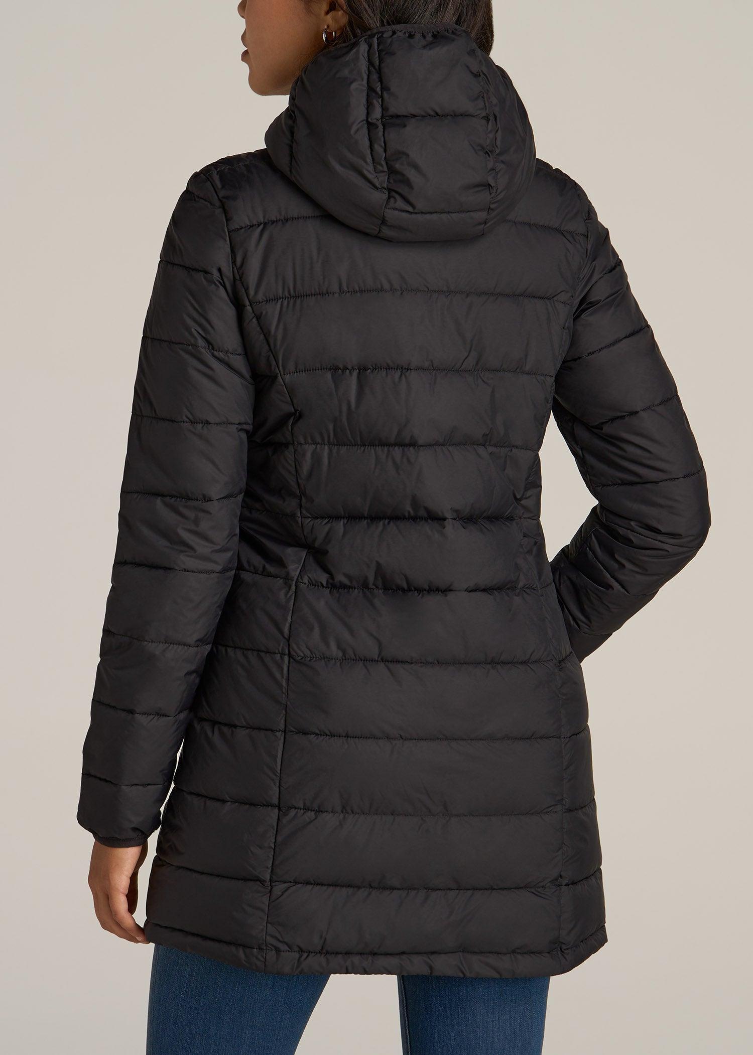 Packable Puffer Jacket for Tall Women in Black Female Product Image