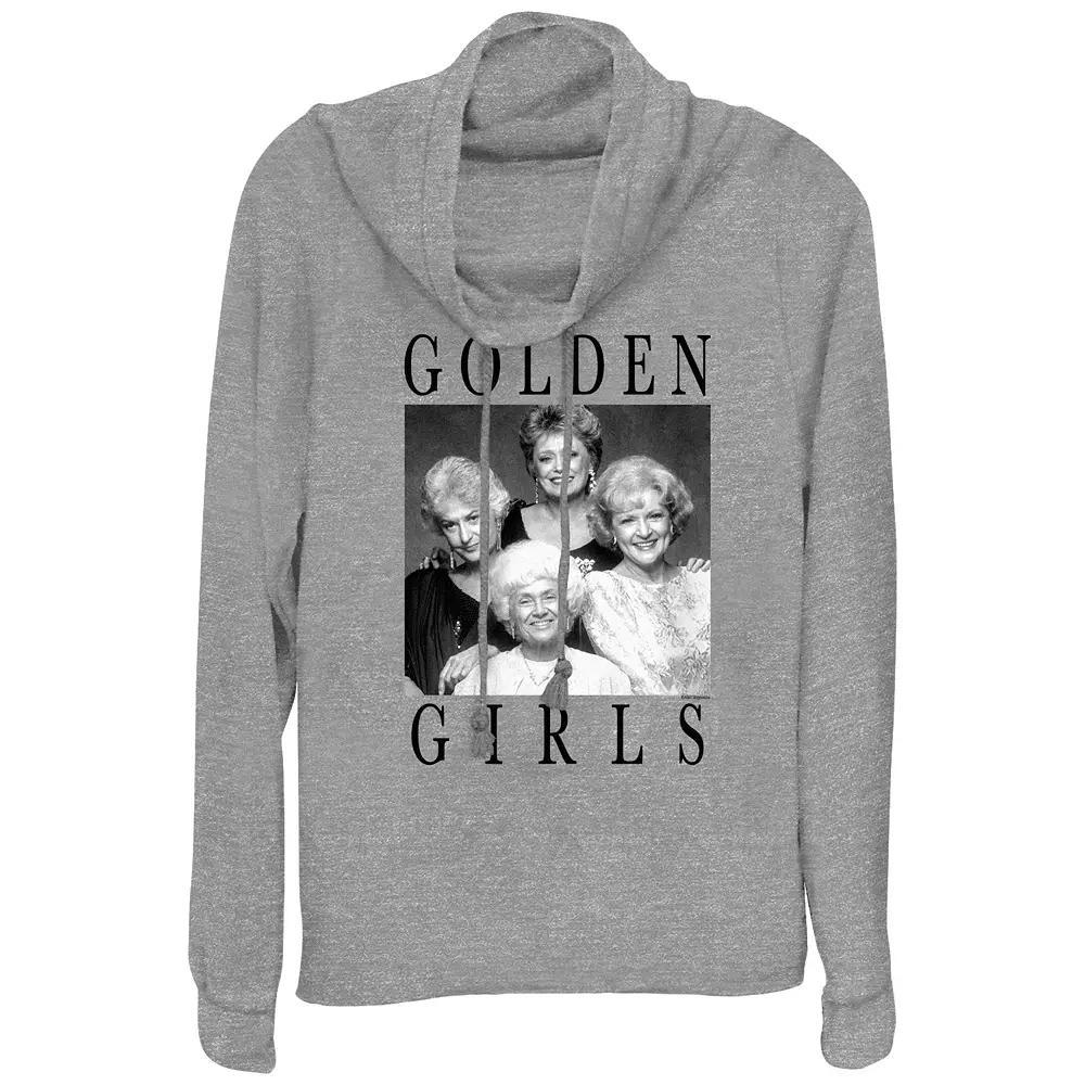 Plus Size The Golden Girls Black And White Portrait Cowlneck Graphic Lightweight Long Sleeve, Women's, Size: 1XL, Gray Grey Product Image
