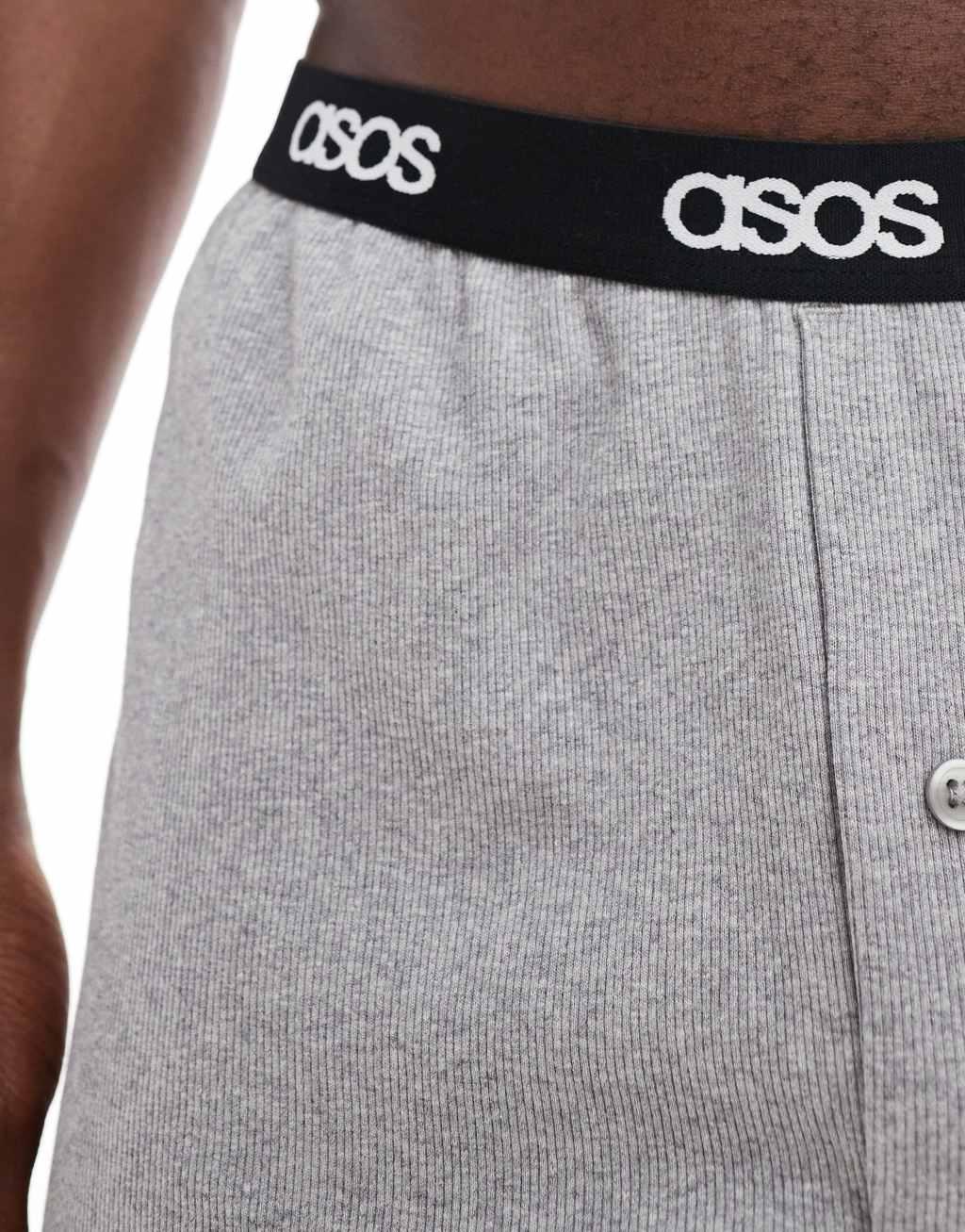 ASOS DESIGN capsule collection ribbed boxers in light gray Product Image