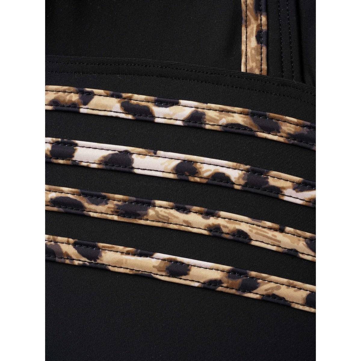 Plus Size Leopard Print Ruched One-Piece Swimsuit Women's Swimwear Black Beach Gathered Curve Bathing Suits High stretch One Pieces BloomChic 28/5X Product Image