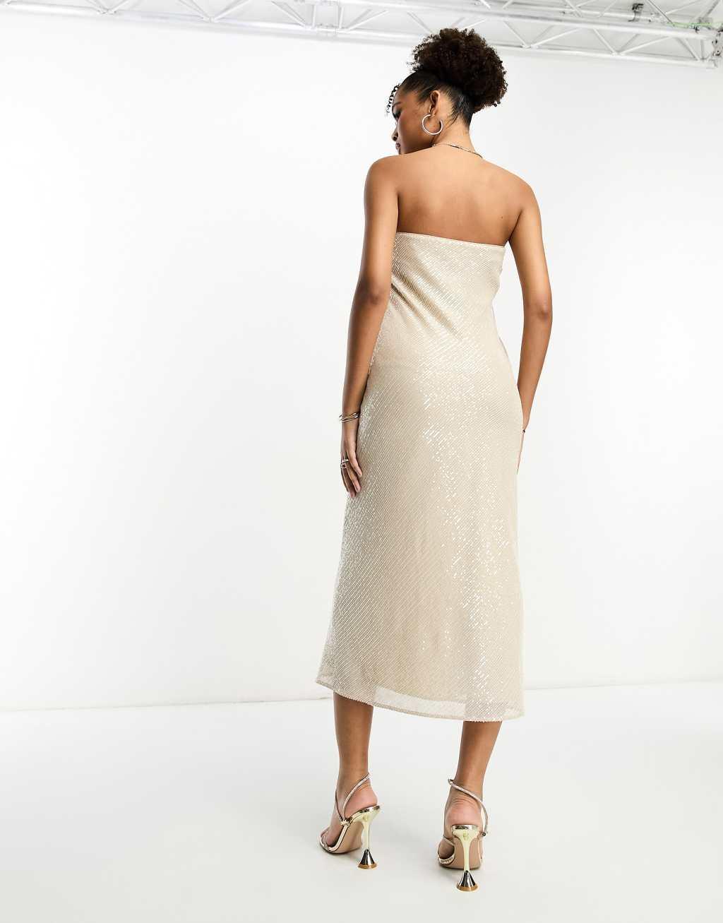 ASOS DESIGN embellished bandeau midi dress Product Image