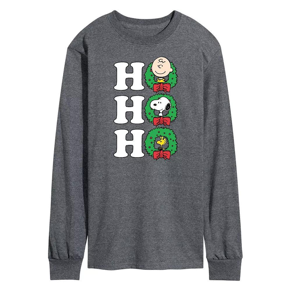 Men's Peanuts Ho Ho Ho Long Sleeve Tee, Size: Small, Gray Product Image