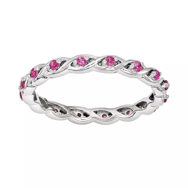 Stacks & Stones Sterling Silver Lab-Created Ruby Stack Ring, Women's,  Product Image