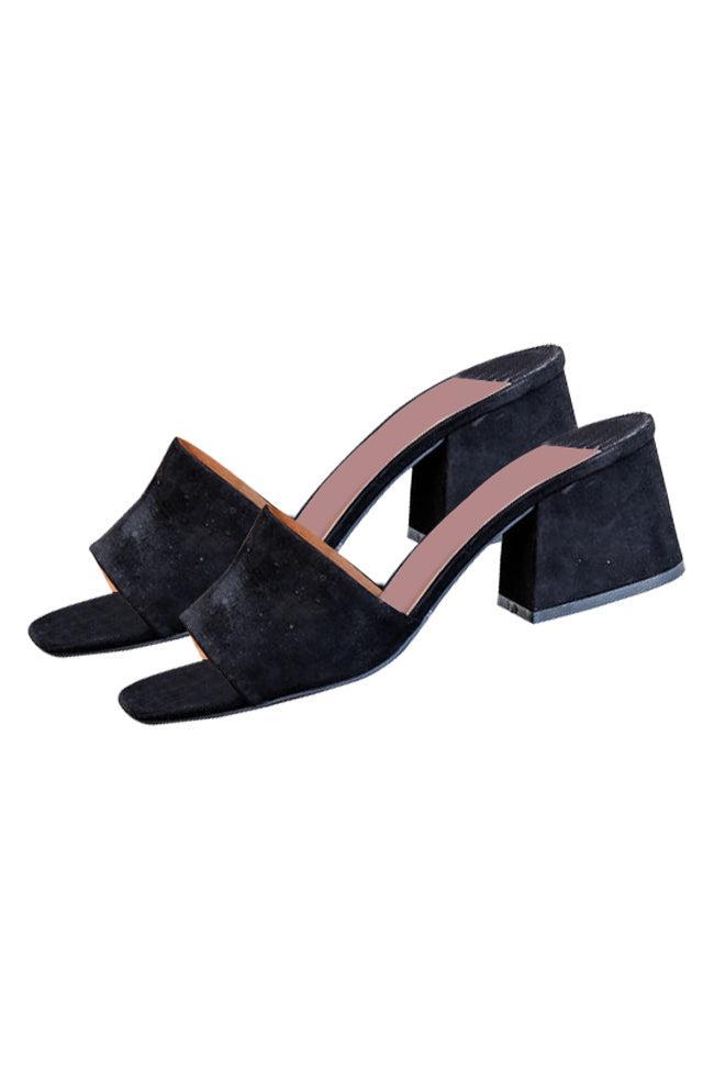 Liz Black Suede Slide Heels FINAL SALE Product Image