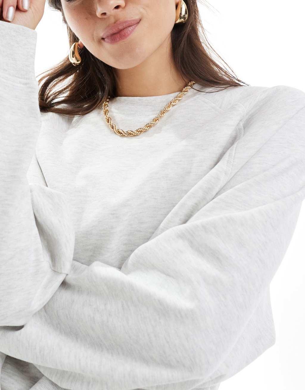 ASOS DESIGN oversized raglan sweatshirt in ice heather Product Image