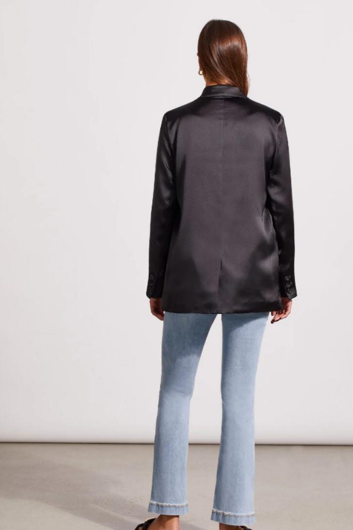 Lined Double Breasted Satin Blazer Product Image