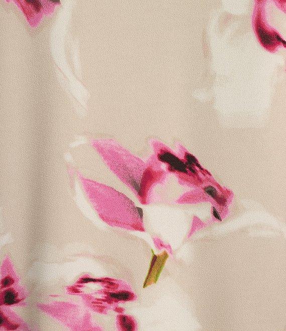 Calvin Klein Floral Matte Jersey V-Neck Flutter Short Sleeve Top Product Image